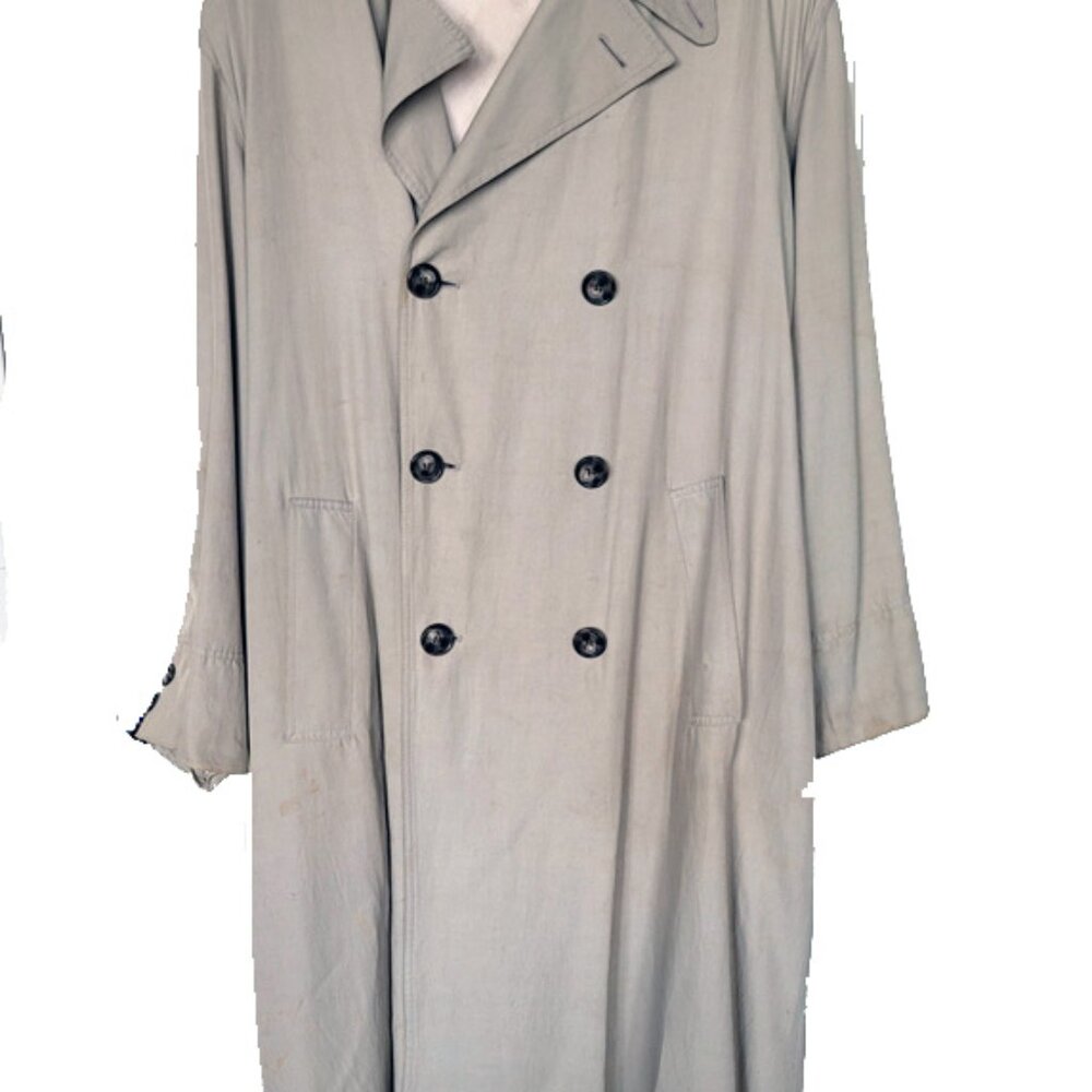 Bill Robinson, sophisticated light gray waterproof trench coat